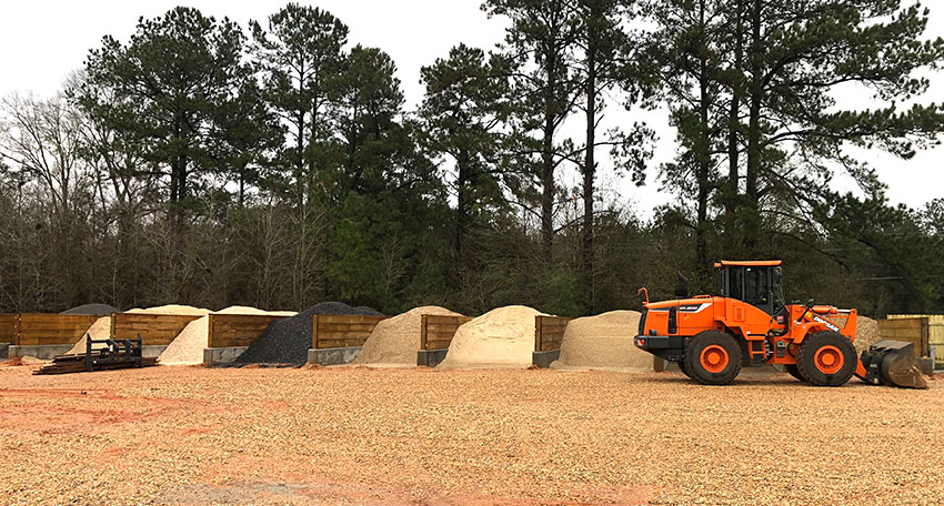 Photo of the product bays at the Manco Services supply yard